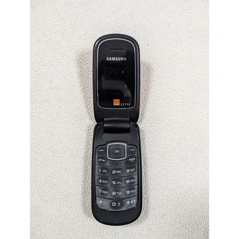 Samsung GT-E1150 Flip Cell Phone Orange GSM Red Black For Parts Vintage